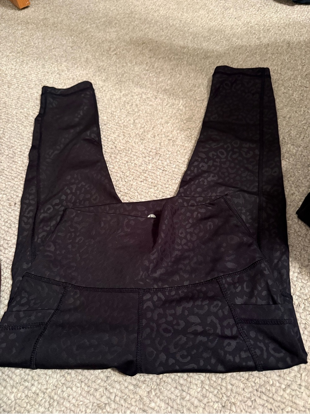 90 Degree By Reflex Black Leopard Jacquard High-Waist Leggings